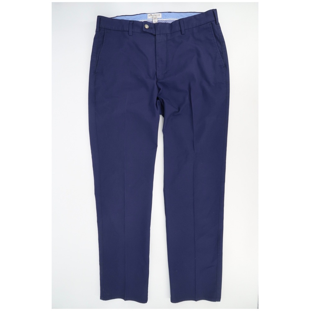 Peter Millar Crown‎ Comfort Trousers Mens 34 Navy Blue Cotton Blend MF17B87FB